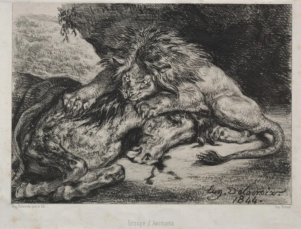 Lion Devouring A Horse