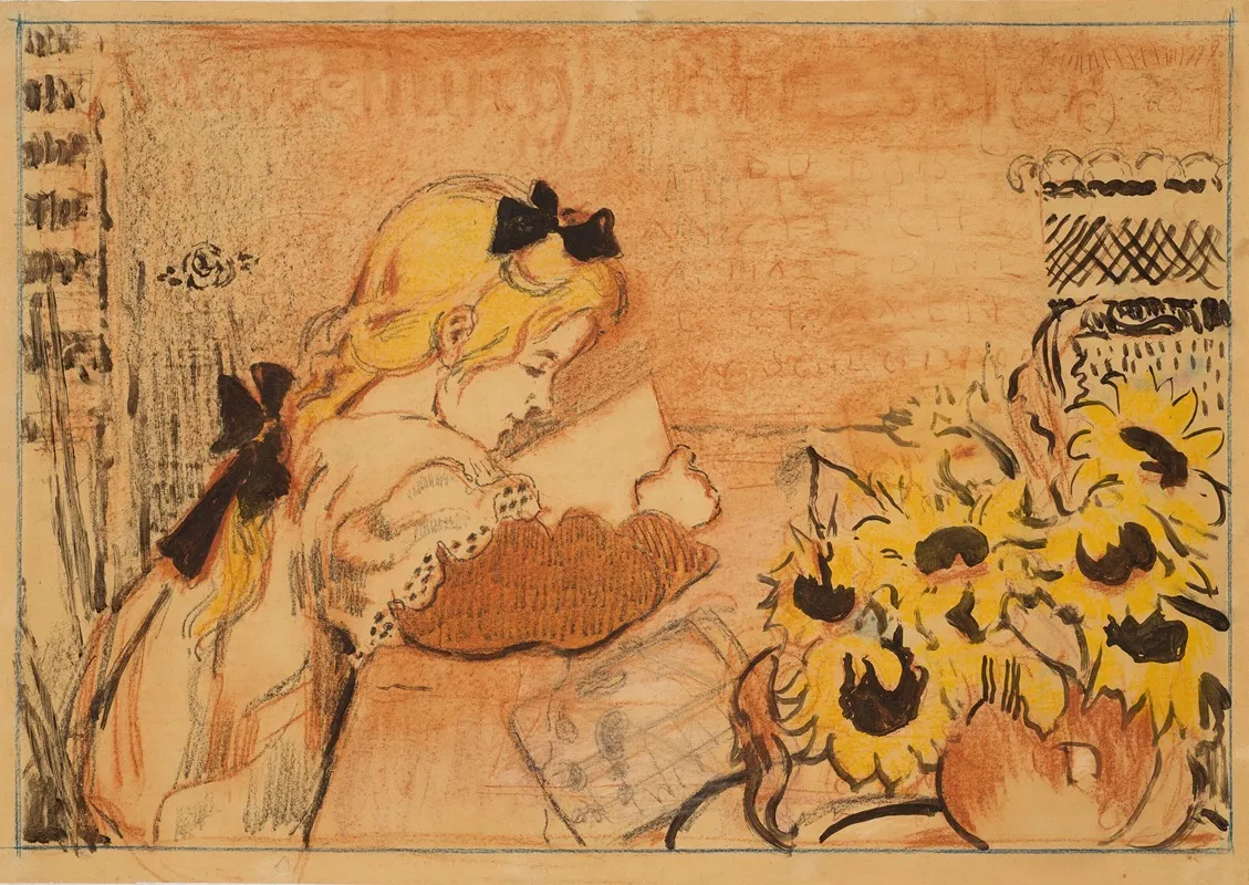 Lise A Sa Lecture by Georges Lemmen - Canvas Print