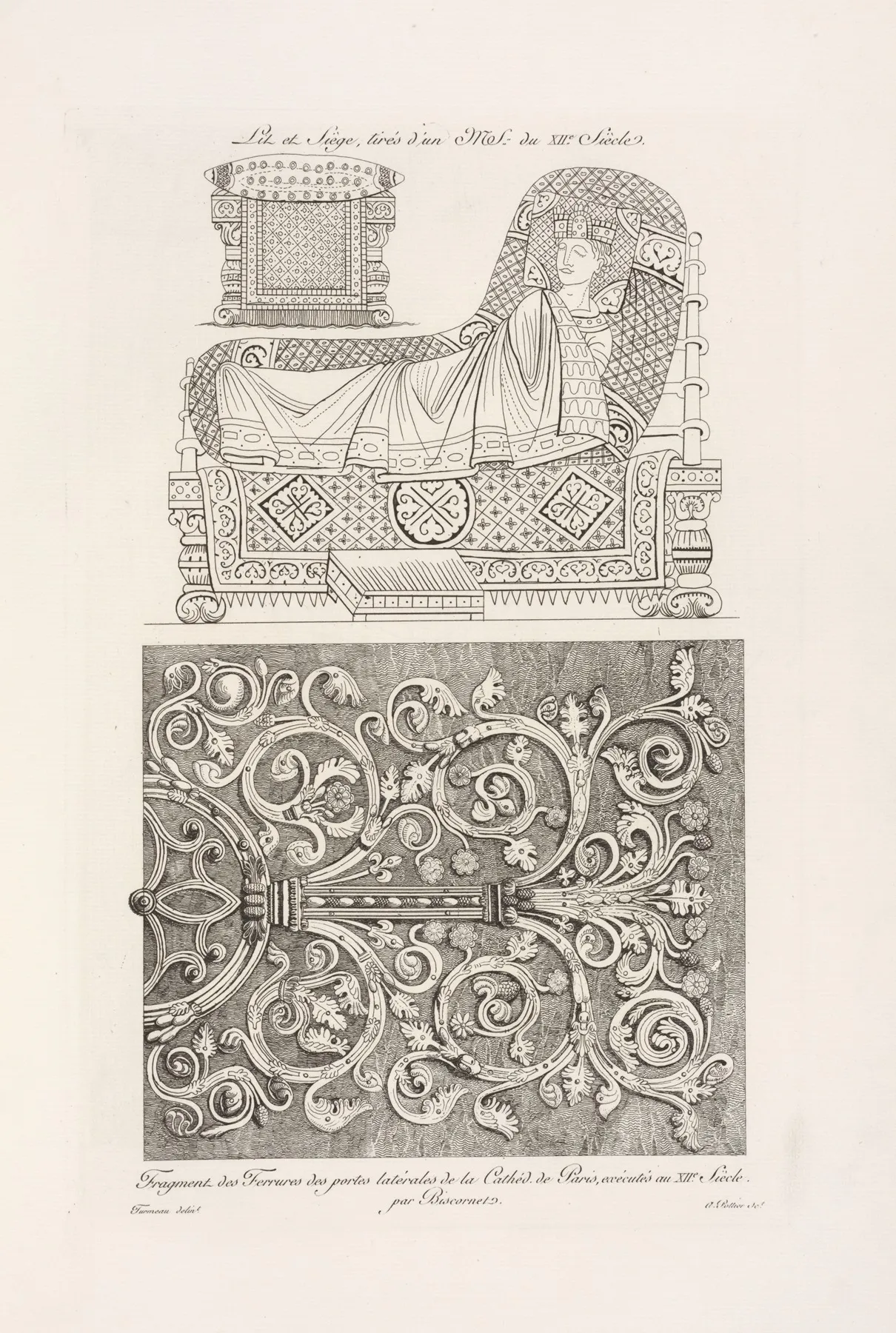 Lit Et Siege Tires Dun Ms Du Xiie Siecle Fragment Des Ferrures Des Portes Laterales De La Cathed De Paris Executes Au Xiie Siecle