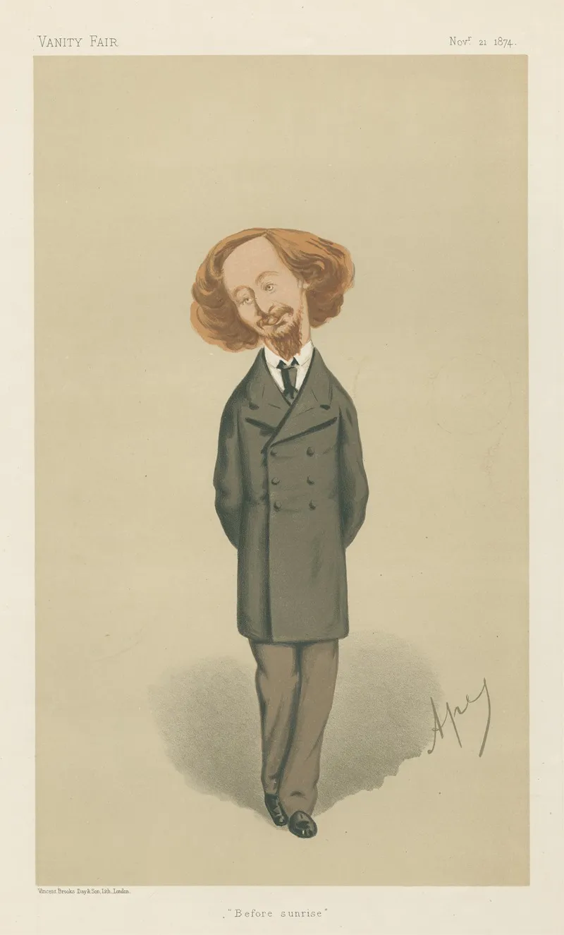 Literary Before Sunrise Algernon Charles Swinburne November 21 1874 by Carlo Pellegrini - Canvas Print