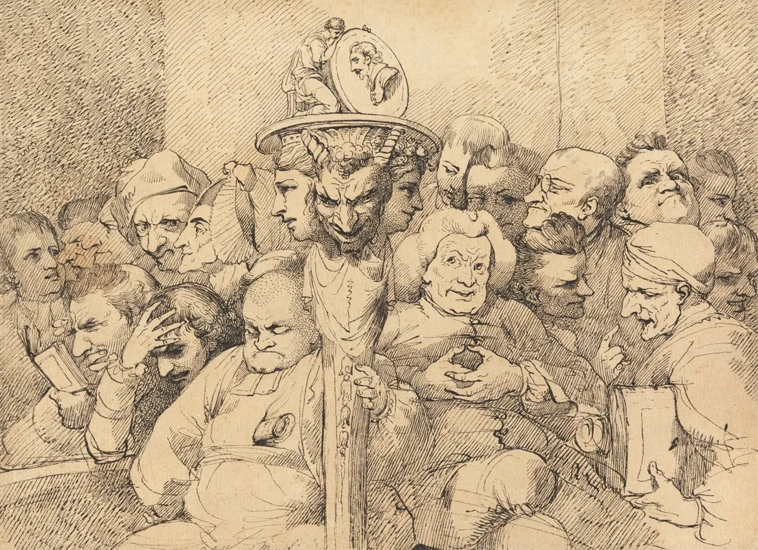 Literary Characters Assembled Around The Medallion Of Shakespeare
