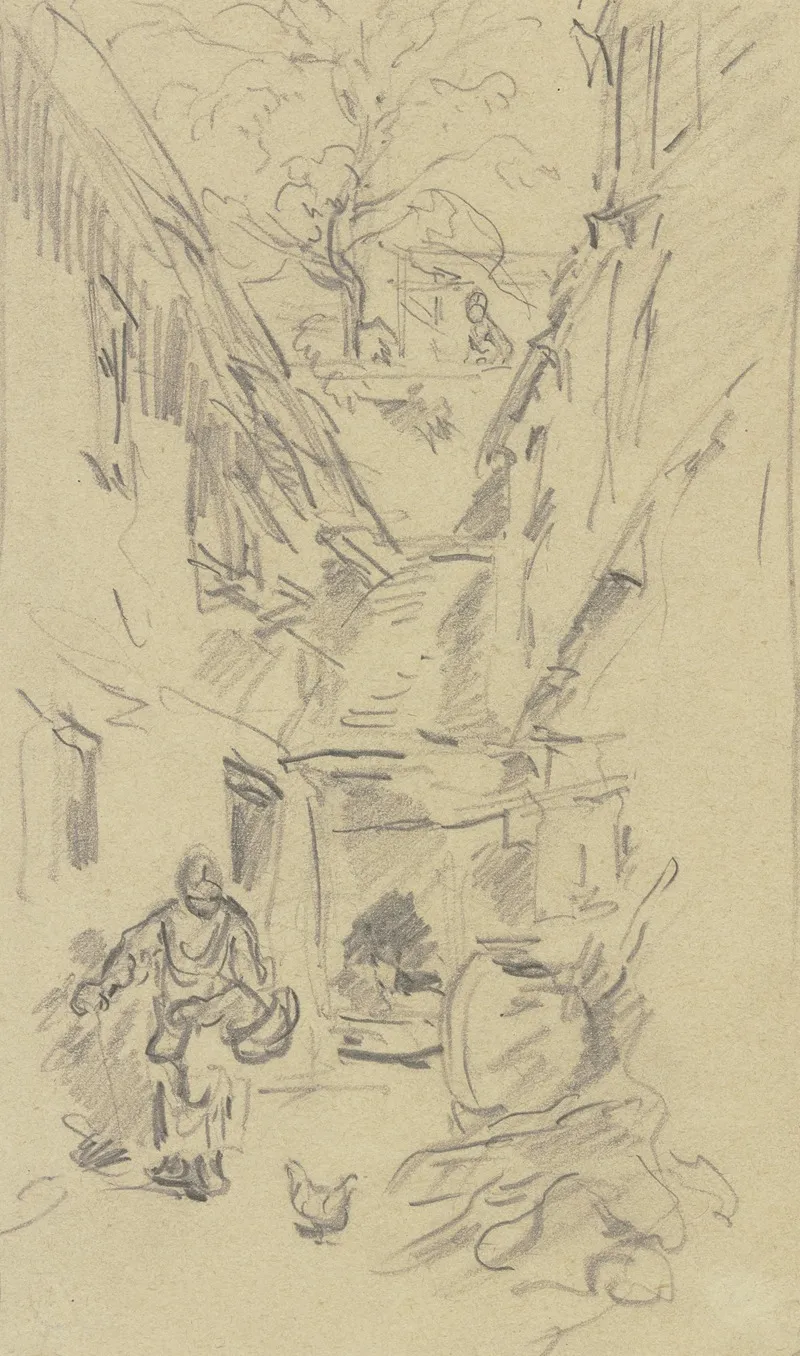 Little Farm With Woman