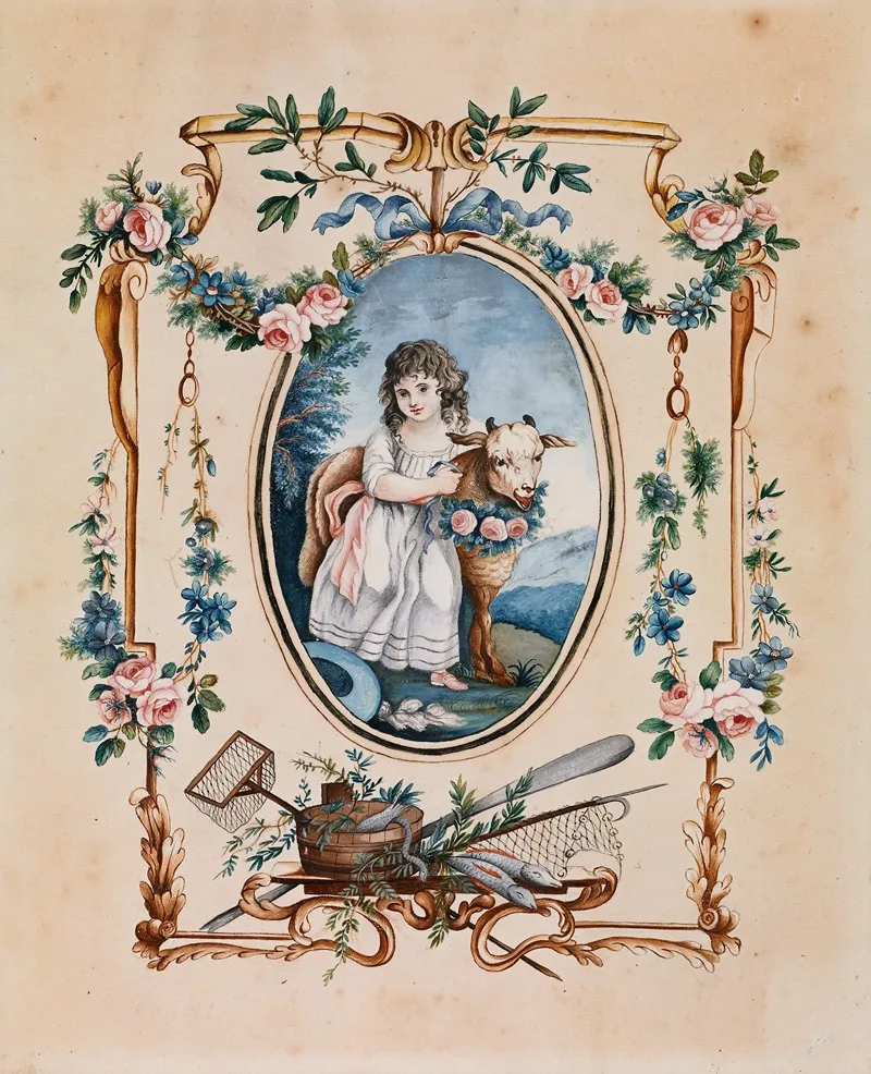 Little Shepherdess With Lamb by Jean-Baptiste Huet - Canvas Print