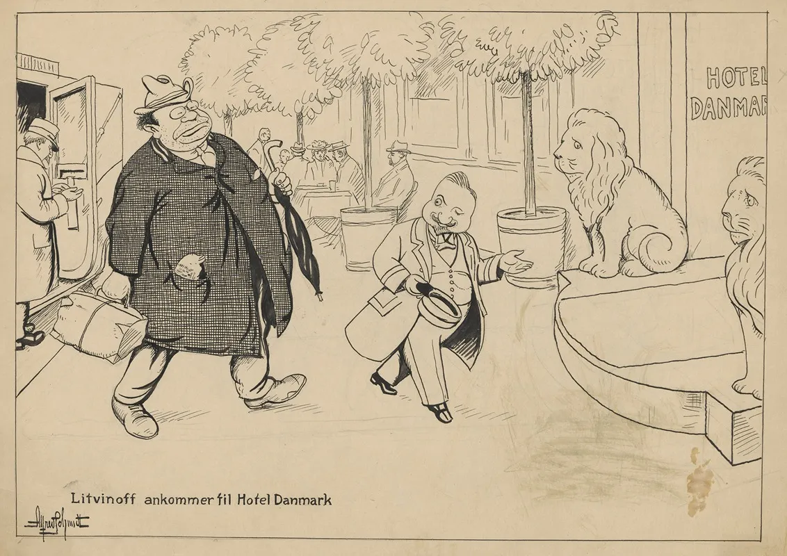 Litvinoff Arrives At Hotel Danmark by Alfred Schmidt - Canvas Print