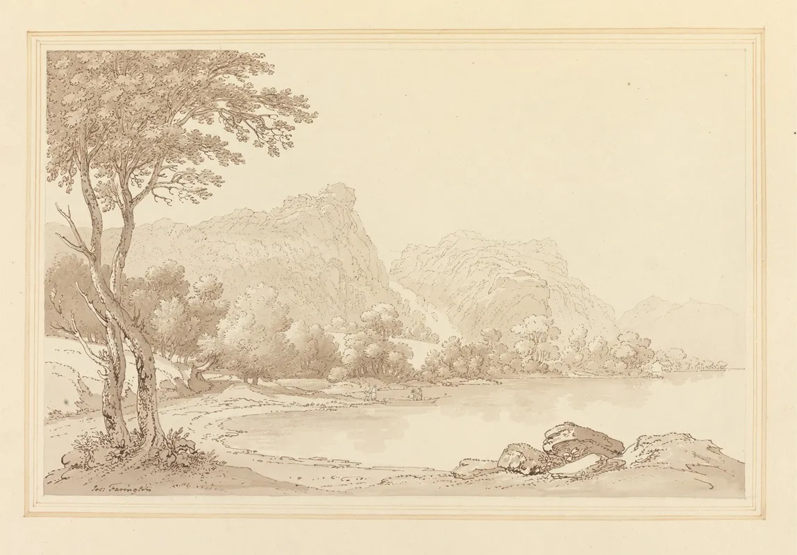 Lodore Rocks Falls Cottage Distant by Joseph Farington - Canvas Print