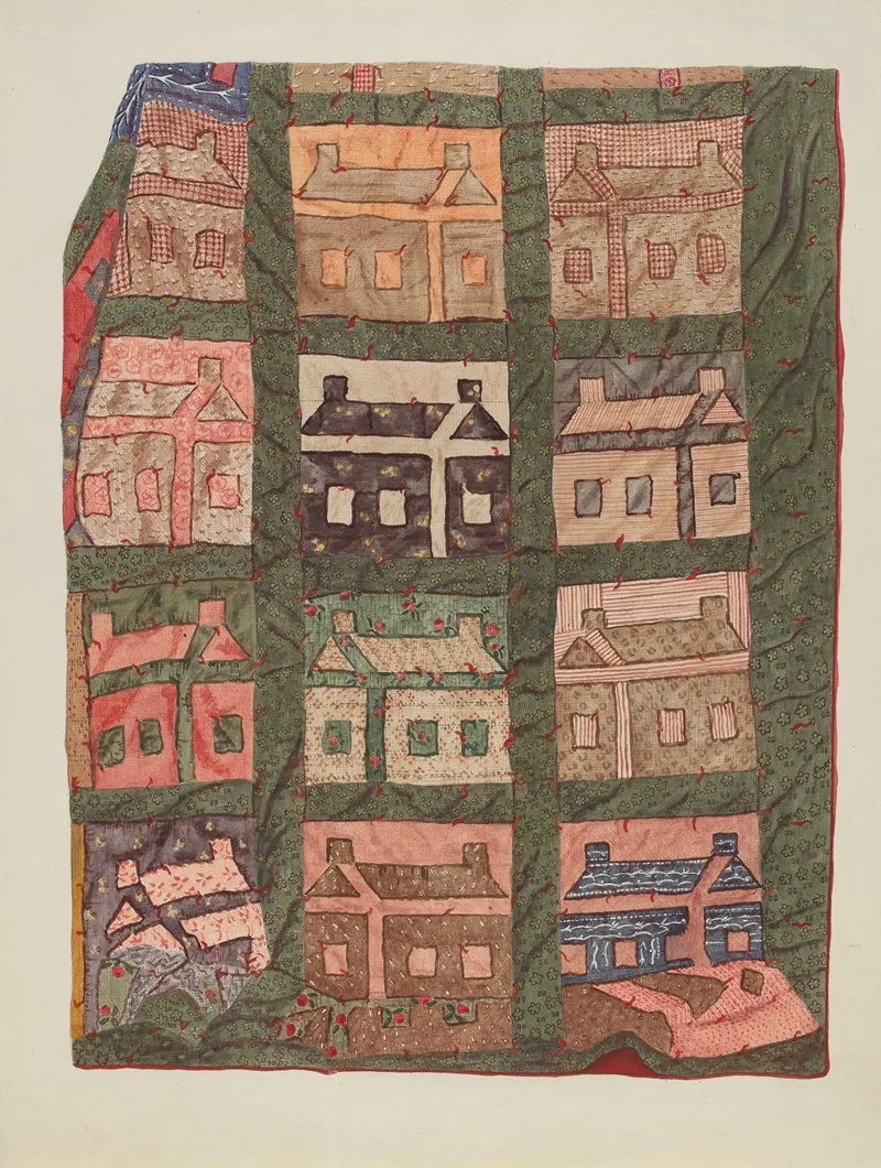 Log Cabin Patchwork Quilt