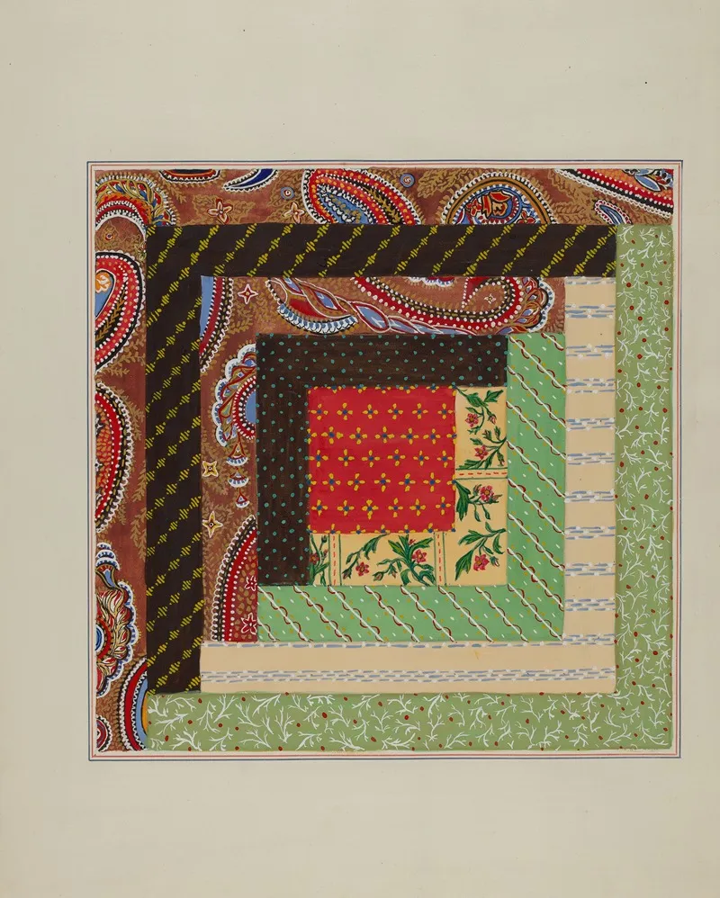 Log Cabin Quilt Square by Cornelius Christoffels and Margaret Linsley - Canvas Print