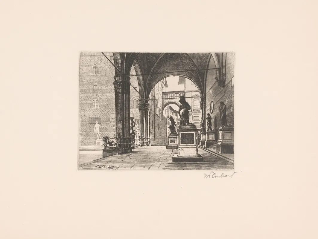 Loggia Dei Lanzi In Florence by Guglielmo Taubert - Canvas Print