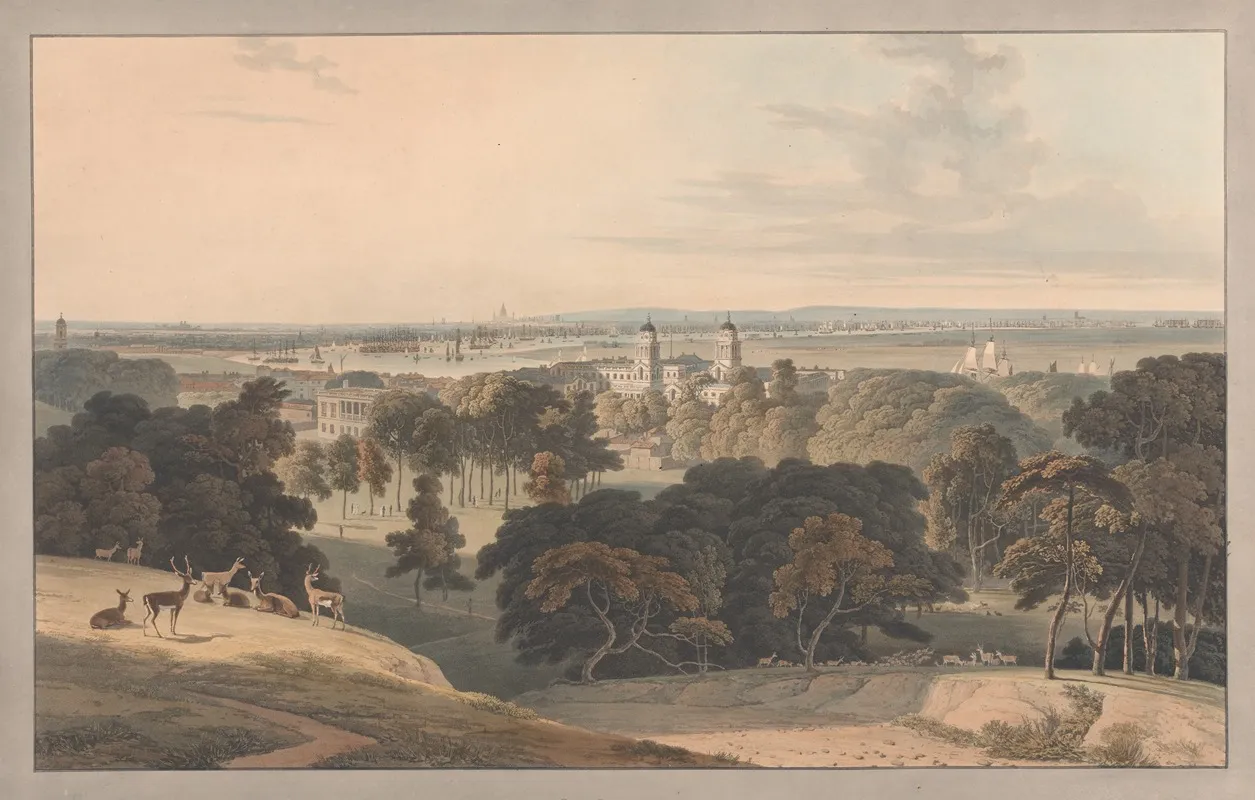 London From Greenwich Park by William Daniell - Canvas Print