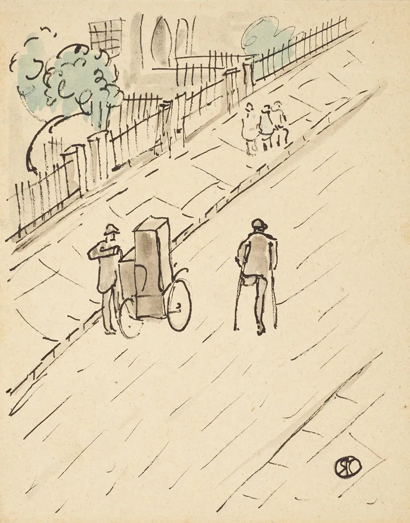 London Street With Organ Grinder
