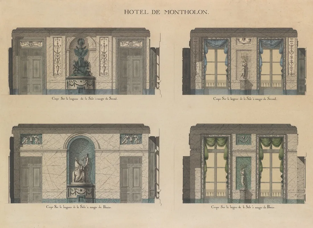 Longitudinal And Cross Sections Of The Dining Rooms Of The Hotel De Montholon
