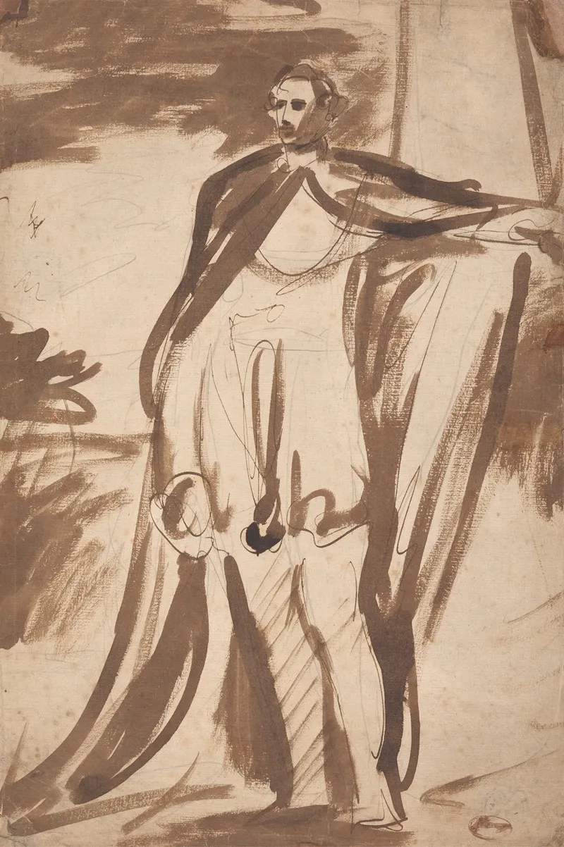 Lord Salisbury Standing By A Pillar