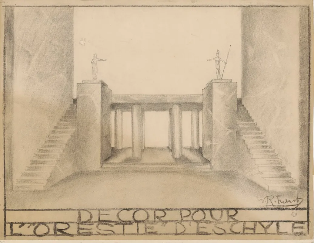 Lorestie Maquette De Decor Peristyle Encadre Par Deux Escaliers by Walter-René Fuerst - Canvas Print