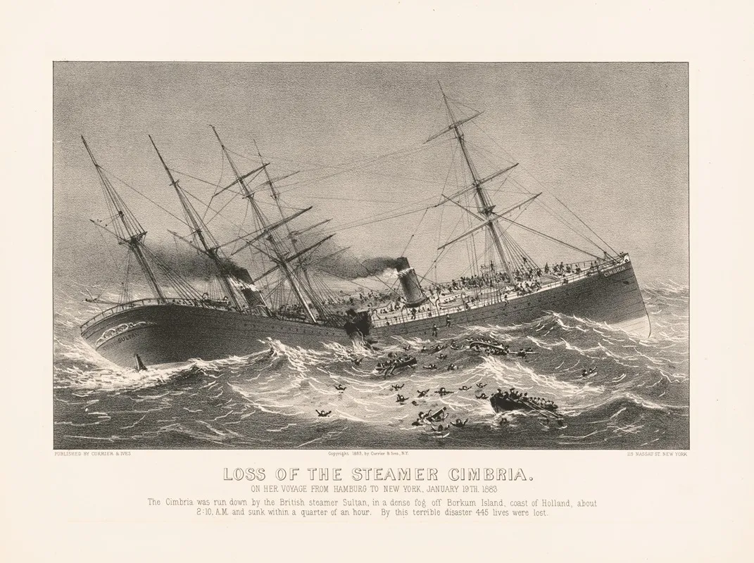 Loss Of The Steamer Cimbria On Her Voyage From Hamburg To New York January 19th 1883