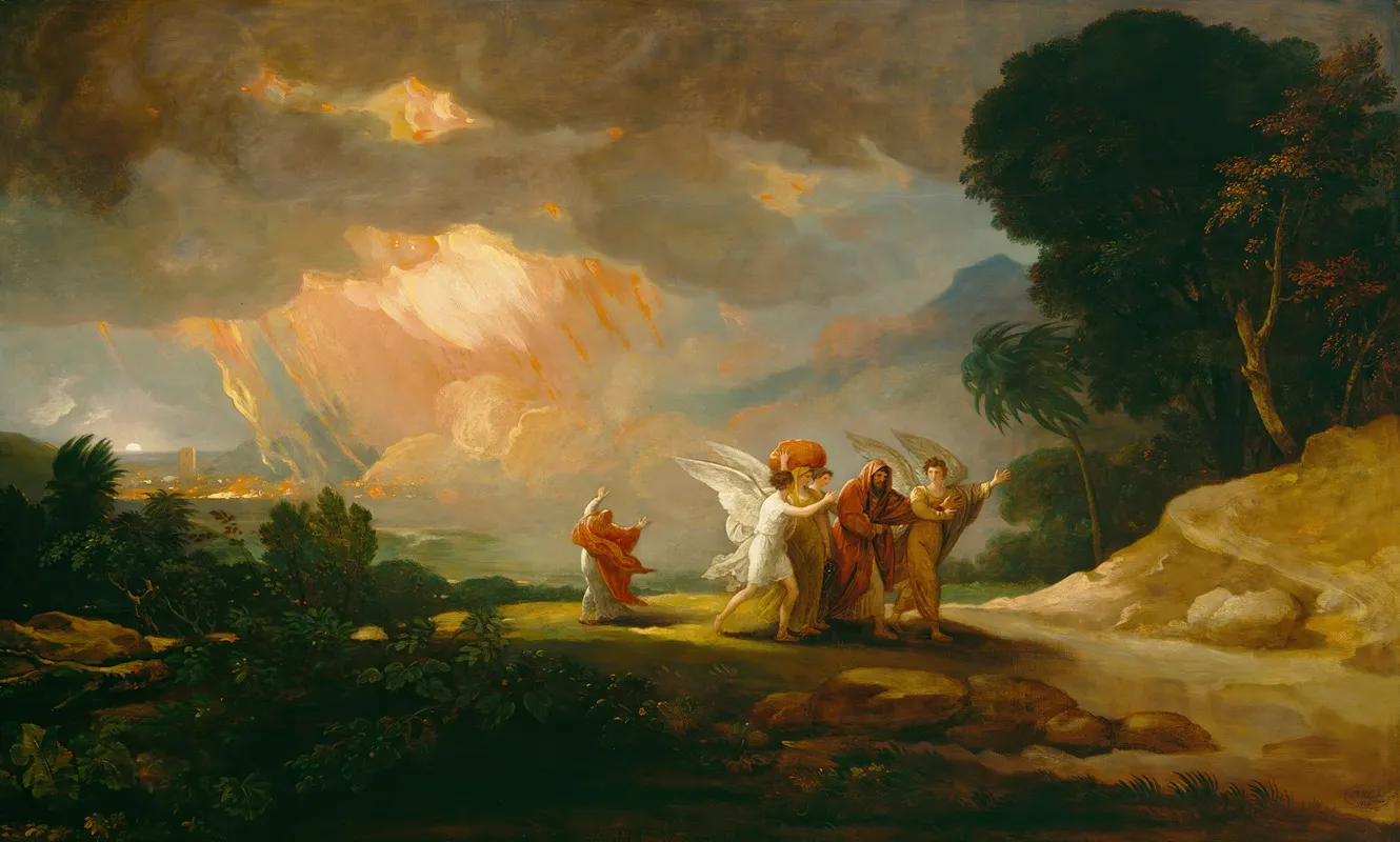 Lot Fleeing From Sodom