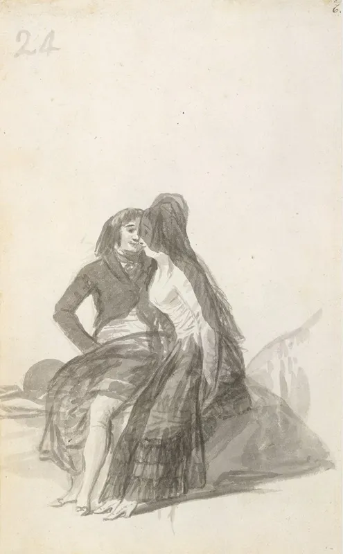 Lovers Sitting On A Rock