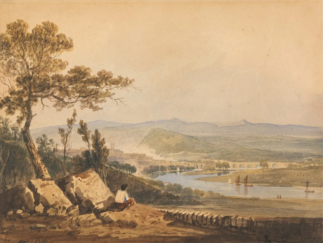 Ludlow Shropshire by John Varley - Canvas Print