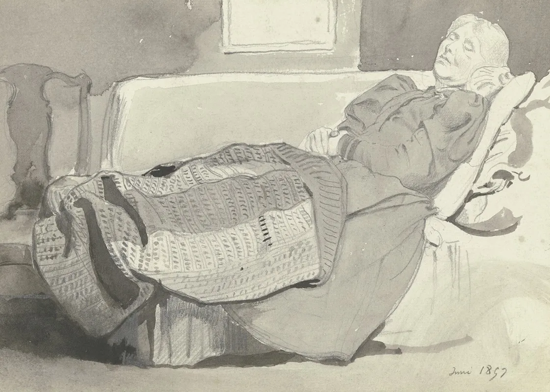 Luise Scholderer Auf Dem Sofa Schlafend