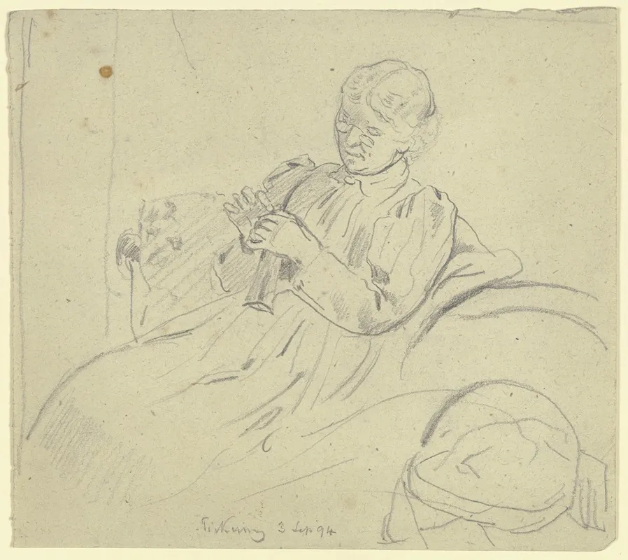 Luise Scholderer Bei Der Handarbeit