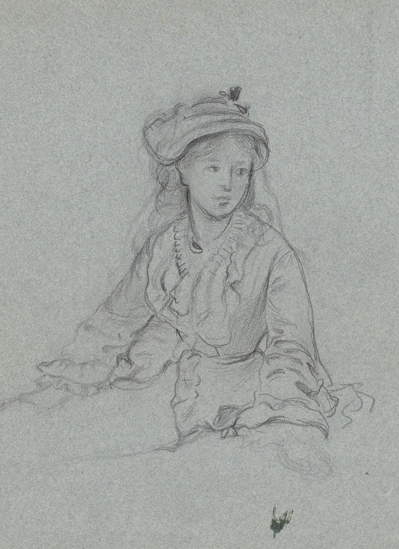 Luise Scholderer In Ruschenjacke Und Mit Hut Halbfigur Sitzend