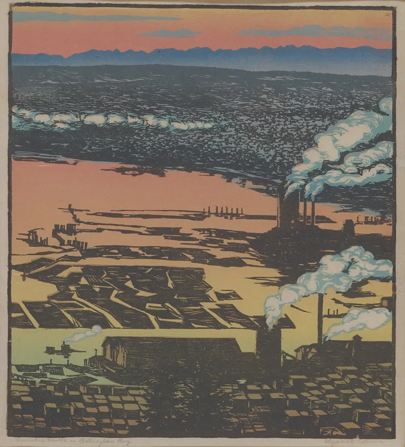 Lumber Mills In Bellingham Bay by Elizabeth Colborne - Canvas Print
