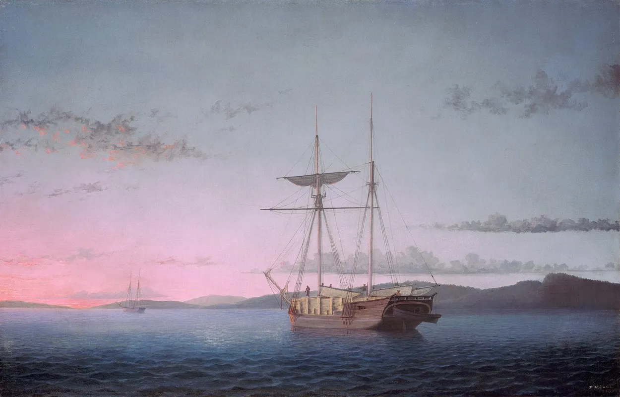 Lumber Schooners At Evening On Penobscot Bay by Fitz Henry Lane - Canvas Print
