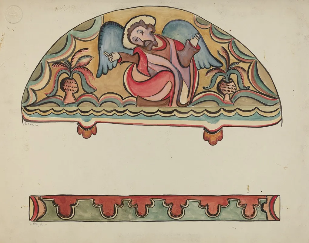 Lunette And Detail From Altar Church At Sanctuario Chimayo by E. Boyd - Canvas Print