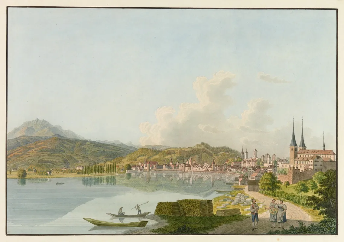 Luzern Von Der Ziegelhutte Gezeichnet by David Alois Schmid - Canvas Print