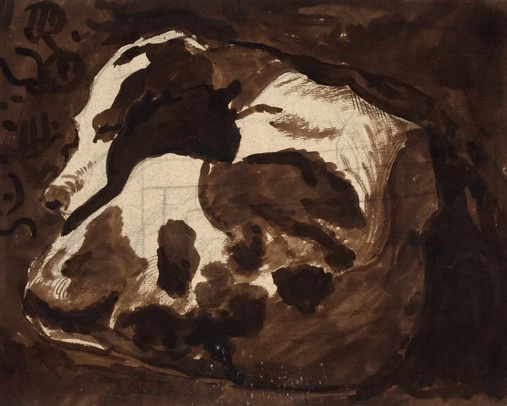 Lying Spaniel by Félix Bracquemond - Canvas Print