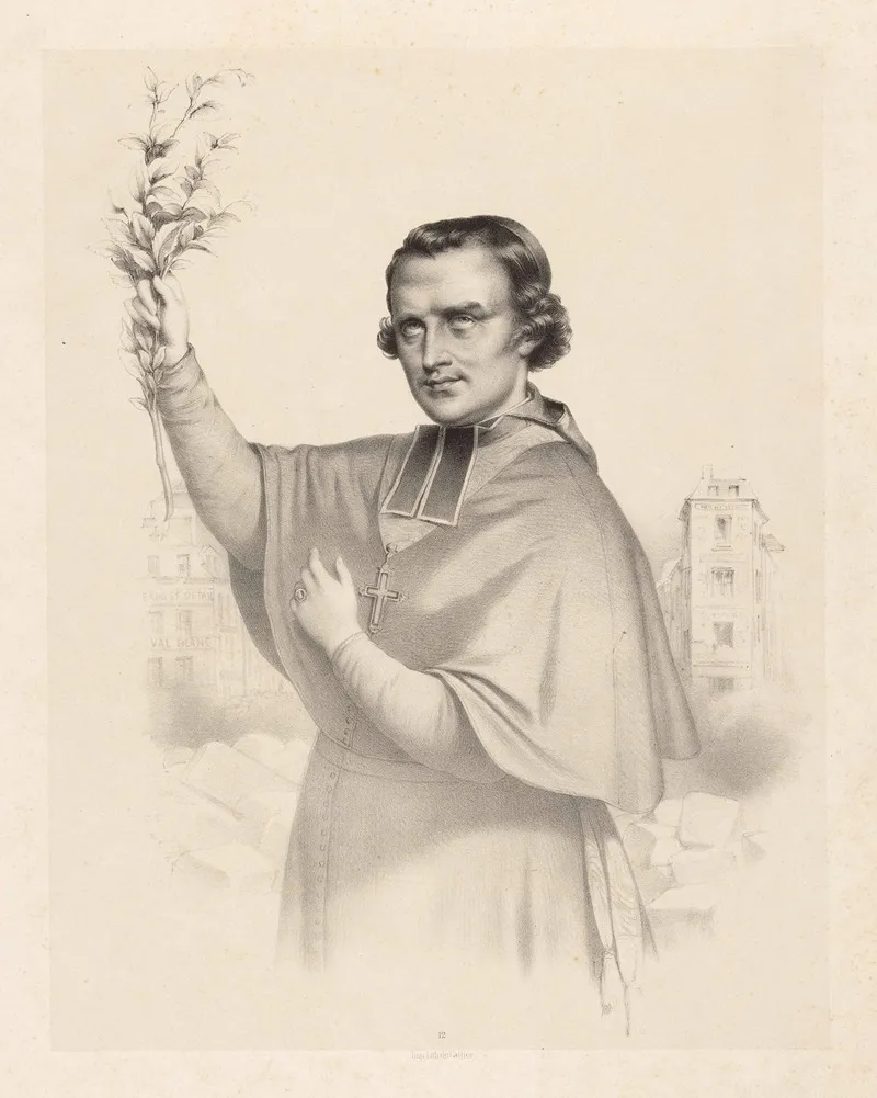 M Gr Denis Auguste Affre Archeveqe De Paris Blesse Mortellement Sur La Barricade Du Faubourg Saint Antoine Le 25 Juin 1848 by Marie-Alexandre Alophe - Canvas Print