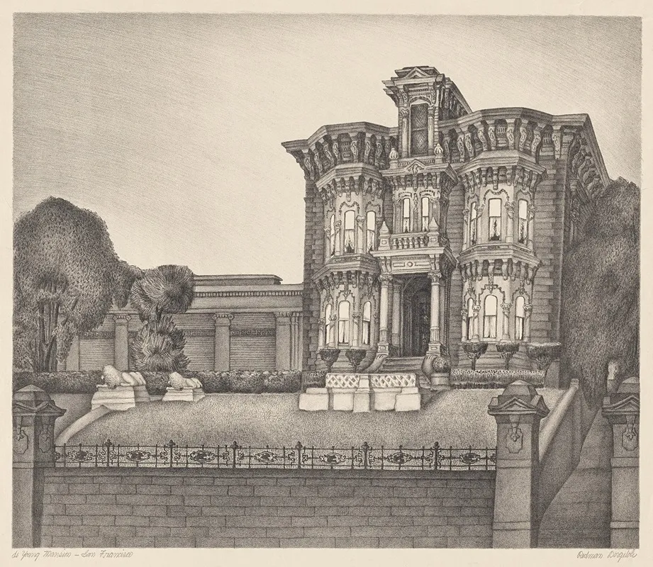M H De Young Mansion San Francisco by Marguerite Redman Dorgeloh - Canvas Print