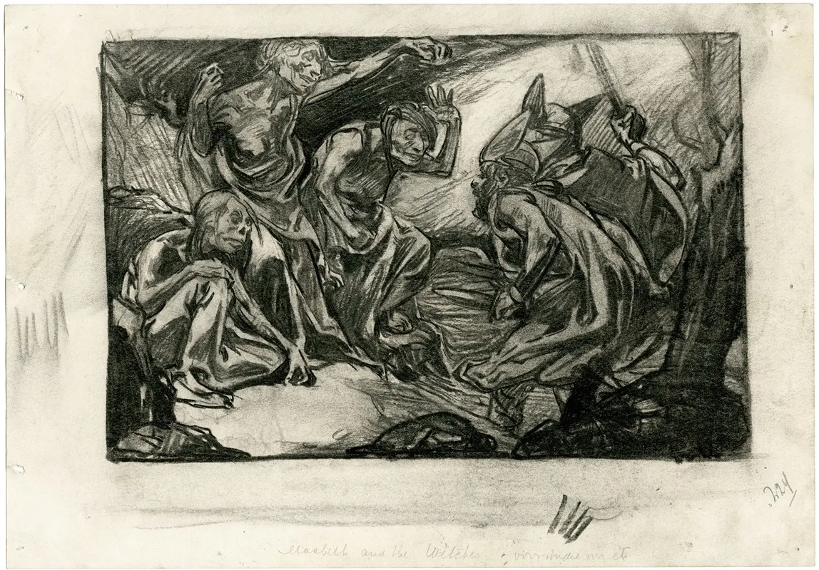 Macbeth Banquo En De Drie Hekse by Johannes Josephus Aarts - Canvas Print