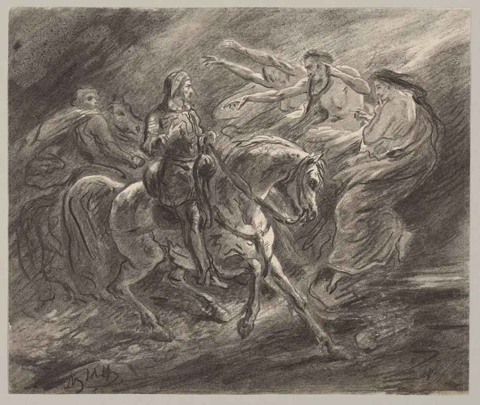 Macbeth I 3 Macbeth And The Witches by Ary Scheffer - Canvas Print