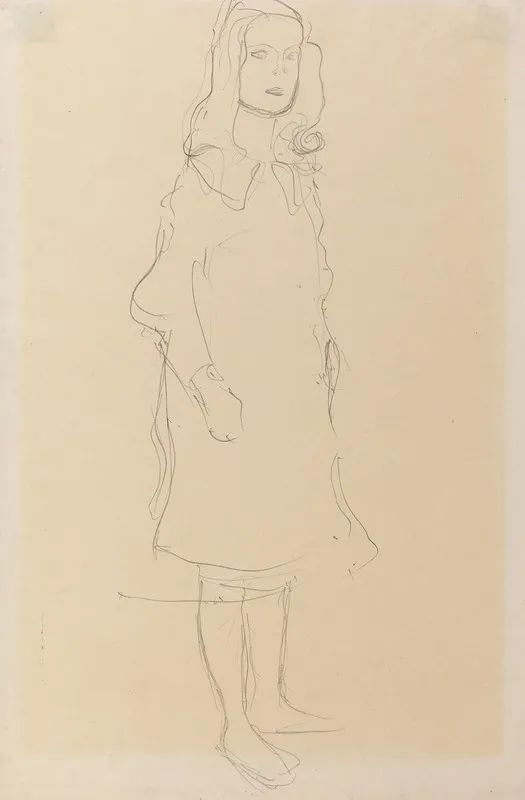 Mada Primavesi With Coat Standing by Gustav Klimt - Canvas Print