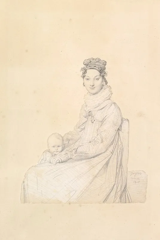 Madame Alexandre Lethiere Nee Rosa Meli And Her Daughter Letizia by Jean Auguste Dominique Ingres - Canvas Print