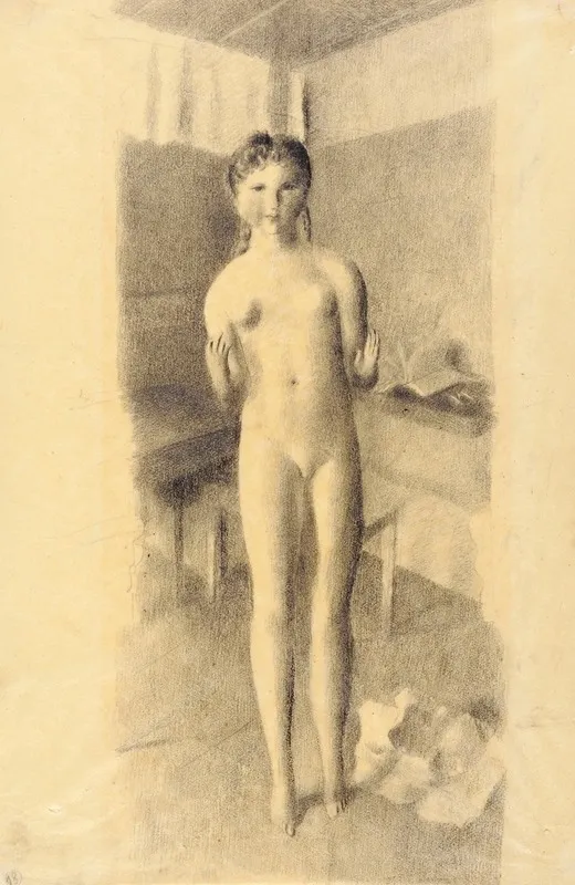 Madchen In Amdener Stube by Otto Meyer-Amden - Canvas Print