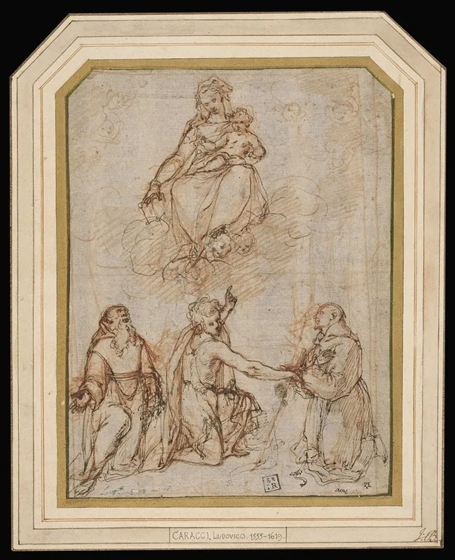 Madonna And Child With Ss Benedict John The Baptist And Francis by Bartolomeo Cesi - Canvas Print