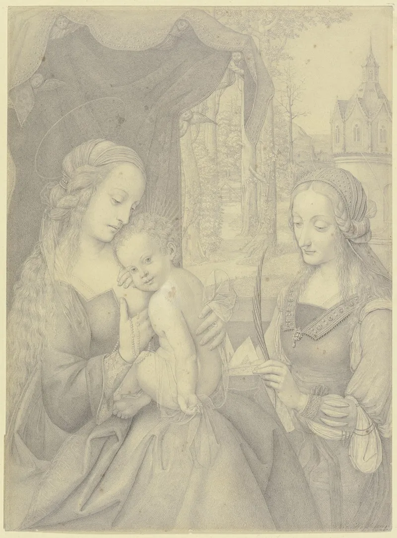 Madonna Mit Kind Und Der Heiligen Barbara by Nikolaus Hoff - Canvas Print