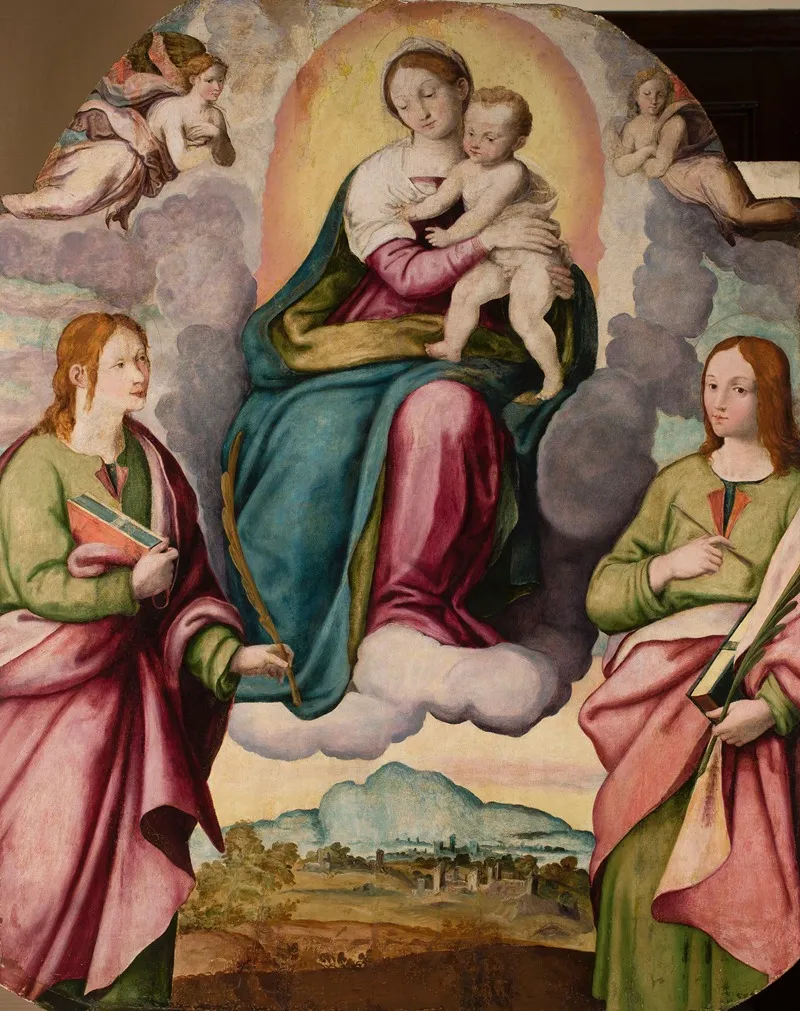 Madonna With Child Jesus On A Cloud