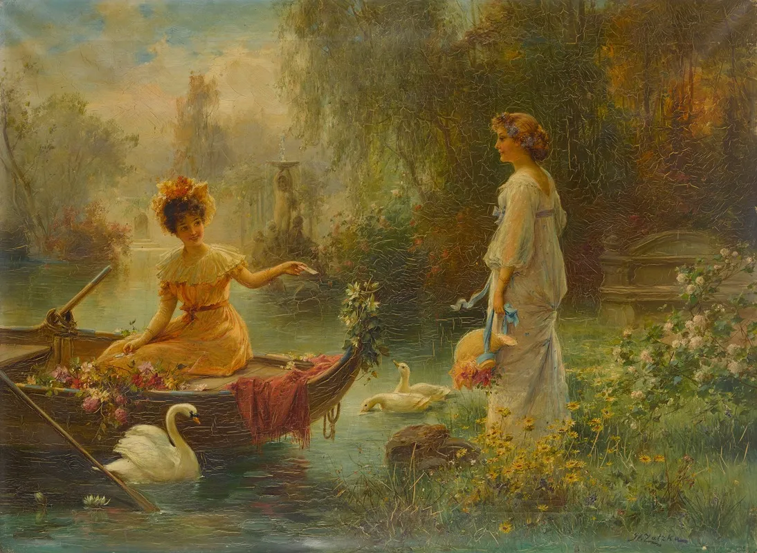 Mail From Across The Pond by Hans Zatzka - Canvas Print
