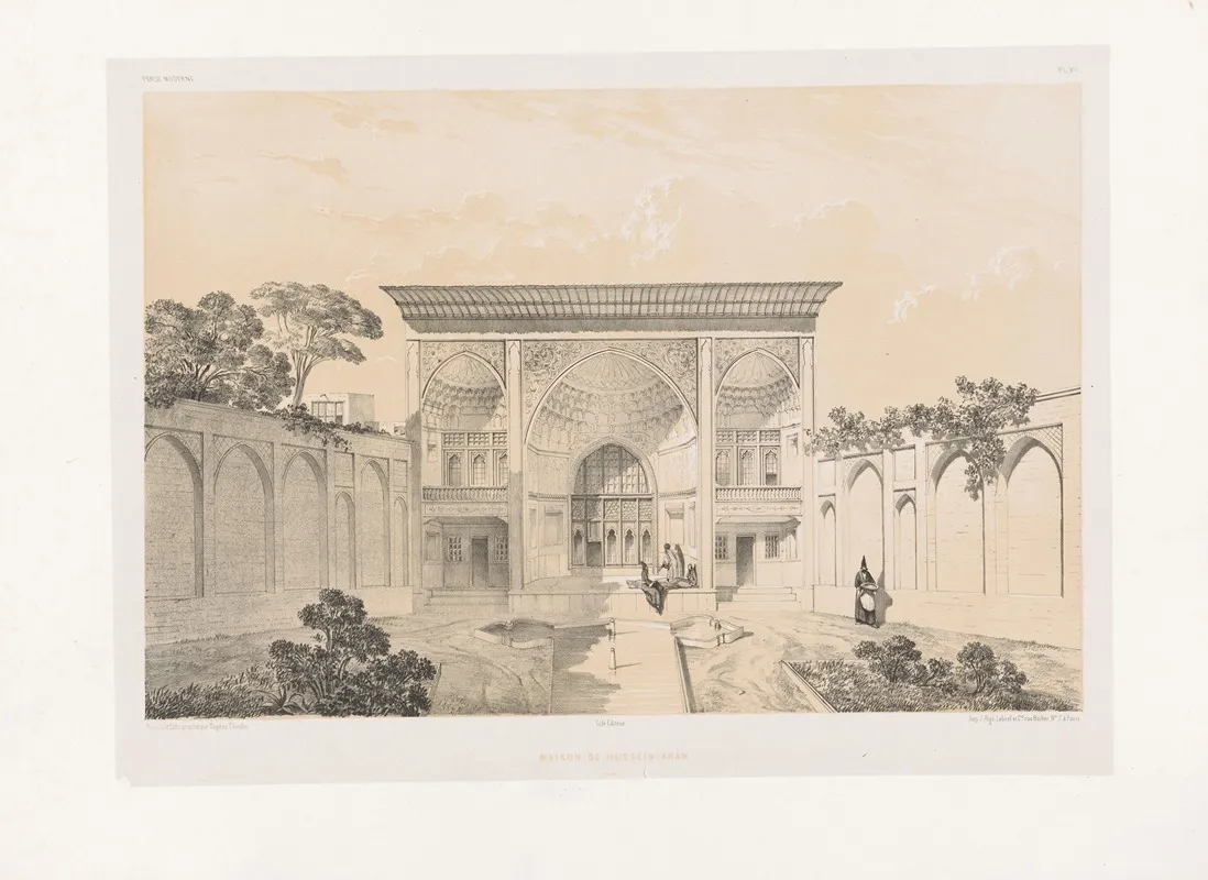 Maison De Hussein Khan Tabriz by Eugène Flandin - Canvas Print