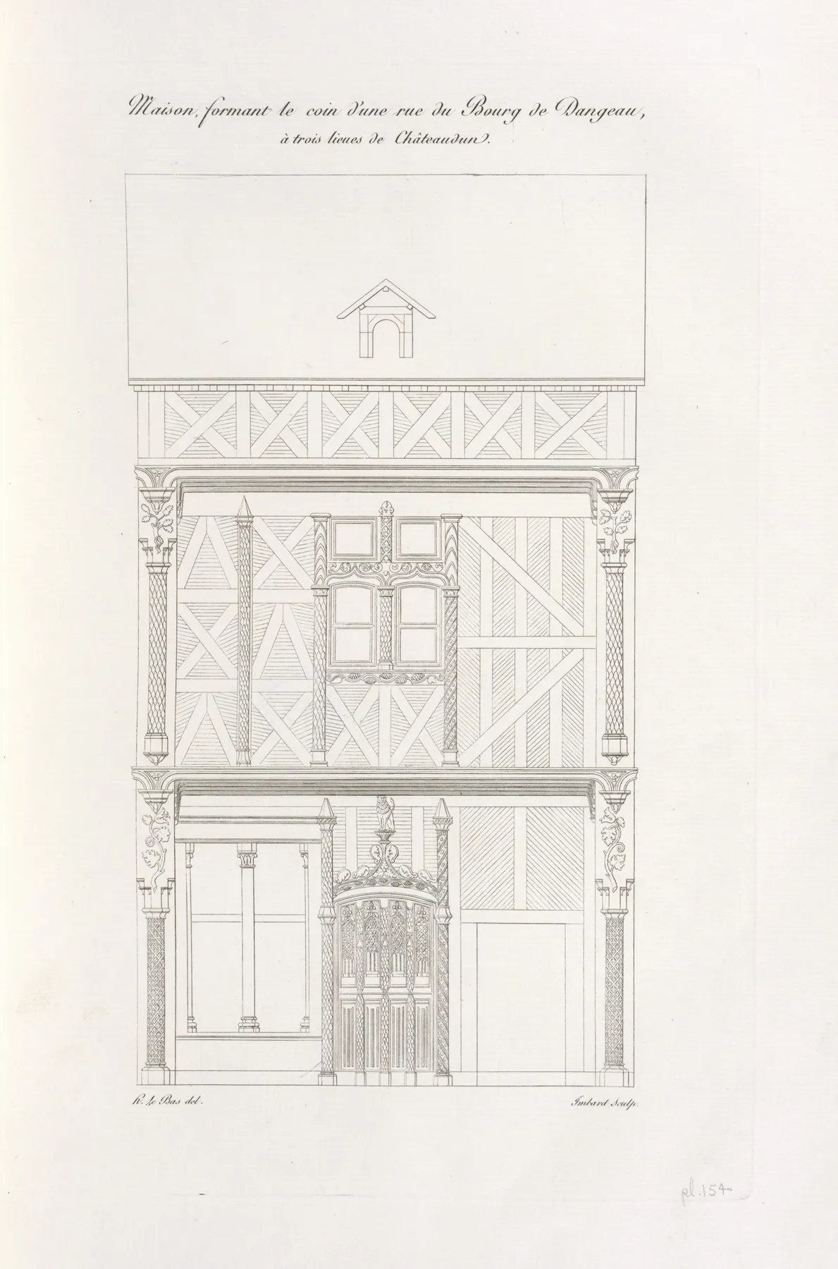 Maison Formant Le Coin Dune Rue Du Bourg De Dangeau A Trois Lieues De Chateaudun by Nicolas Xavier Willemin - Canvas Print
