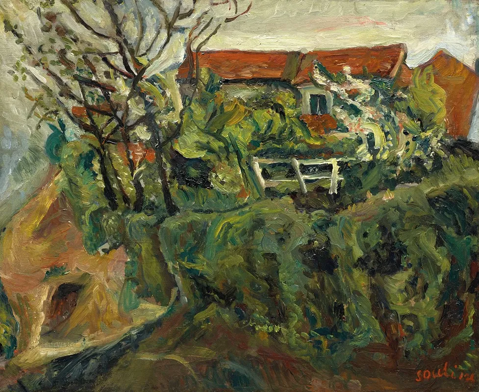 Maisons Dans Un Paysage by Chaïm Soutine - Canvas Print