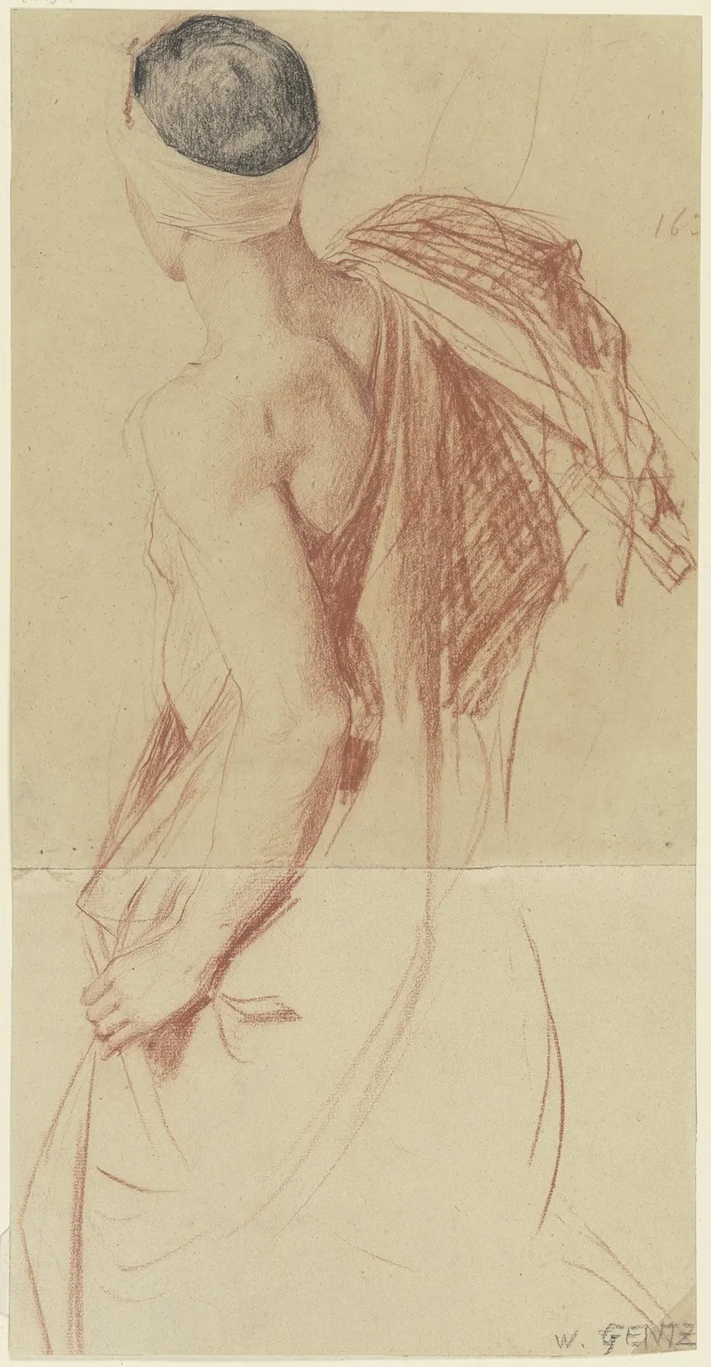 Male Back Half Nude by Wilhelm Gentz - Canvas Print