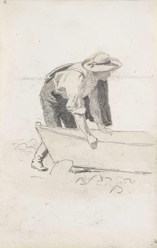 Male Figure And Boat On The Beach