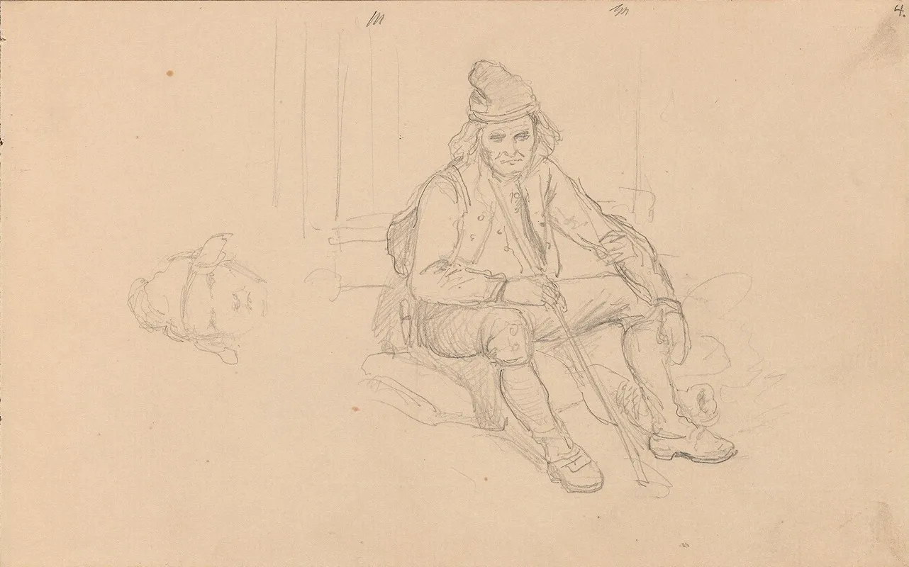 Male Head Seated Male Figure