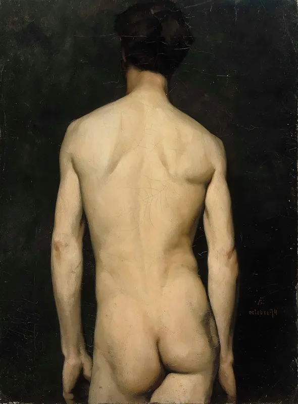 Male Model Academy Study by Albert Edelfelt - Canvas Print
