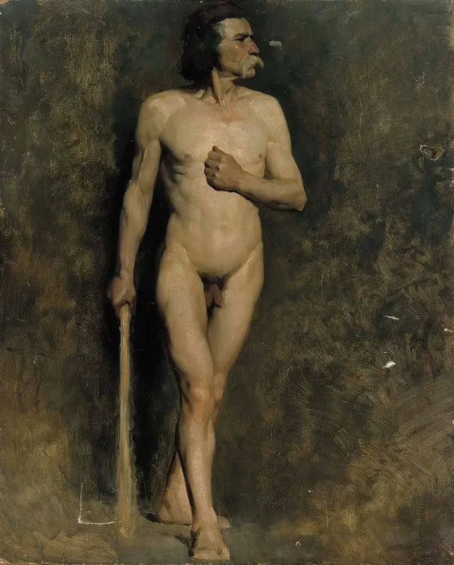 Male Model by Albert Edelfelt - Canvas Print