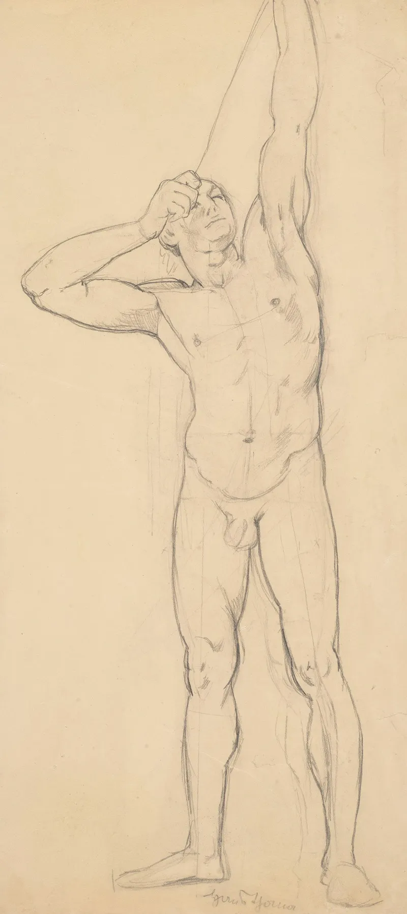 Male Nude Man Shooting A Bow