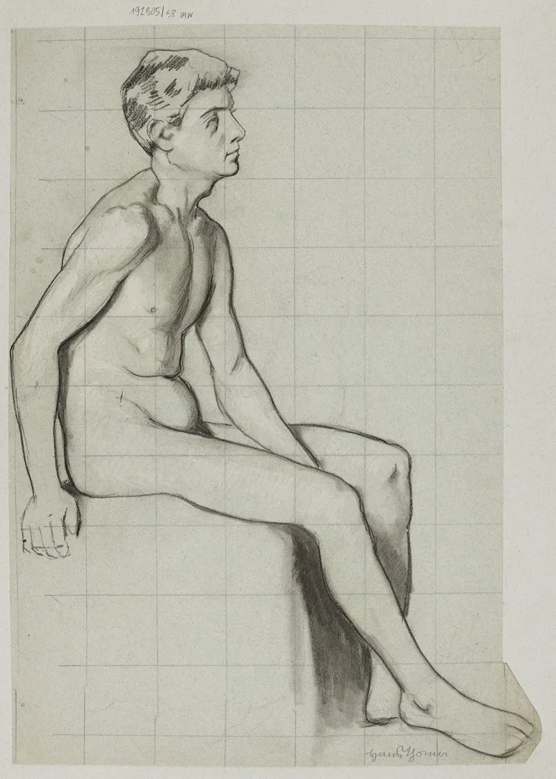 Male Nude Sitting In Profile